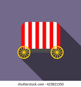 Circus wagon icon, flat style