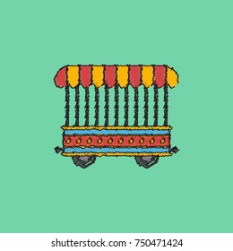 Circus wagon icon in flat style isolated on white background. Circus symbol stock vector illustration.