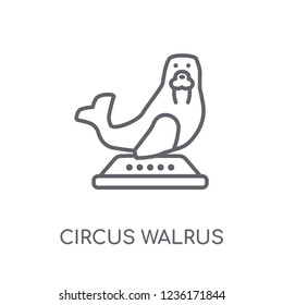 circus walrus linear icon. Modern outline circus walrus logo concept on white background from Circus collection. Suitable for use on web apps, mobile apps and print media.