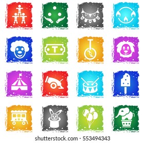 circus web icons in grunge style for user interface design