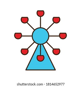 Circus wheel line and fill style icon, Carnival show event entertainment festival party holiday festivity and invitation theme Vector illustration