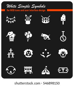 circus white simple symbols for web icons and user interface design