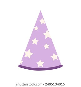 Circus wizard hat with stars. Magician performance, amusement park cartoon vector illustration