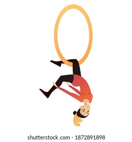 circus woman trapeze artist character vector illustration design