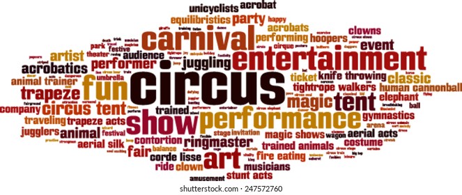 Circus word cloud concept. Vector illustration