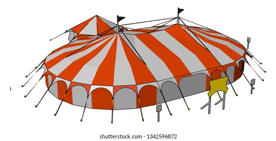 Circuses perform in a huge tent called the Big Top specially erected for them Beneath all the joy and adventure hides a world of sacrifice hard work abuse vector color drawing or illustration