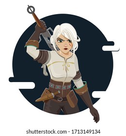 Ciri Witcher (computer game character) - vector illustration