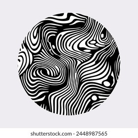 Cirle with black and white doodle zentangle fatasy ornament. Template for a coloring book, poster or cover design.