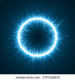 cirlular portal effect with linear tech lines.