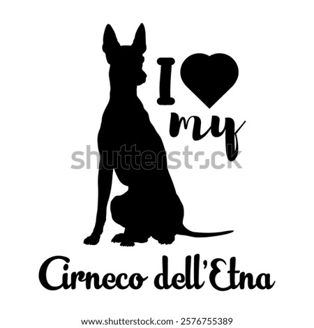 Cirneco dell'Etna. dog silhouette, dog, dog breeds, logo, vector, silhouette, i love my dog, animal, illustration, icon, sign, design, black, symbol, pet, love