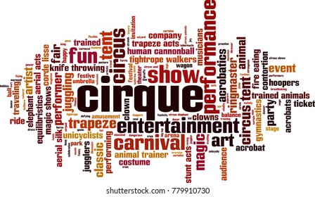 Cirque word cloud concept. Vector illustration