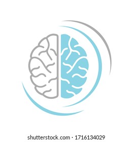 cirrcle wave think idea concept Brain Logo Brainstorm power silhouette design vector template