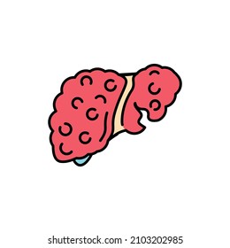 Cirrhosis liver color line icon. Human diseases. Pictogram for web page, mobile app, promo.