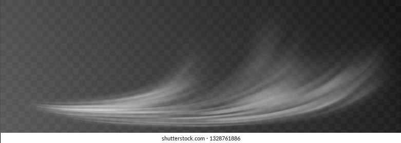 Cirrus cloud on transparent background, panoramic image, vector background, EPS10