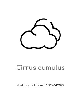 cirrus cumulus vector line icon. Simple element illustration. cirrus cumulus outline icon from weather concept. Can be used for web and mobile