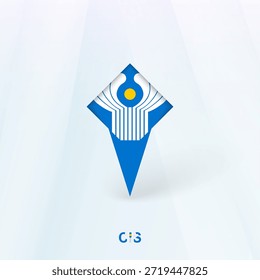 Icono de pin de bandera CIS con diseño geométrico. Ilustración vectorial.