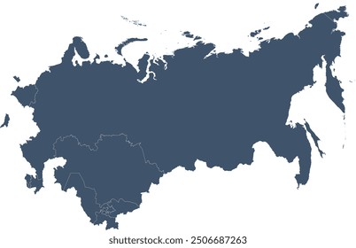 CIS map with countries in Asia North Albers Equal Area Conic Projection