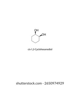 estrutura esquelética de cis-1,2-ciclo-hexanodiol. ilustração esquemática do composto diol. Diagrama simples, fórmula química.