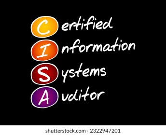 CISA Certified Information Systems Auditor - independent and the most prestige IT auditors certification, acronym text concept background