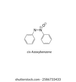 cis-Azoxybenzene skeletal structure.Azo Compound compound schematic illustration. Simple diagram, chemical formula.