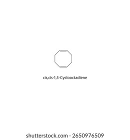 Estrutura esquelética do cis,cis-1,5-ciclooctadieno Ilustração esquemática do composto de Diene. Diagrama simples, fórmula química.