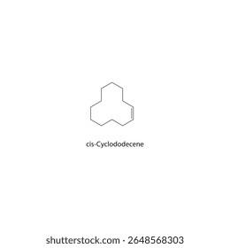 Estrutura esquelética cis-ciclododeceno Ilustração esquemática do composto cíclico de hidrocarbonetos insaturado. Diagrama simples, fórmula química.