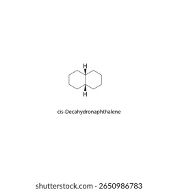 Estrutura esquelética de cis-deca-hidronaftaleno Ilustração esquemática do composto de cicloalcano. Diagrama simples, fórmula química.