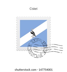 Ciskei Flag Postage Stamp on white background. Vector illustration.