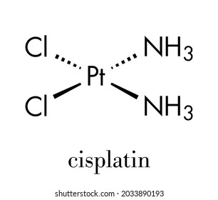 Cisplatin cancer chemotherapy drug molecule. Skeletal formula.