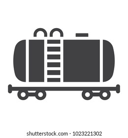 Cistern oil train glyph icon, logistic and delivery, cargo railway sign vector graphics, a solid pattern on a white background, eps 10.