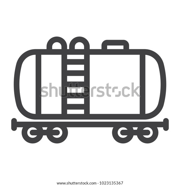 Cistern oil train line icon, logistic and delivery,\
cargo railway sign vector graphics, a linear pattern on a white\
background, eps 10.