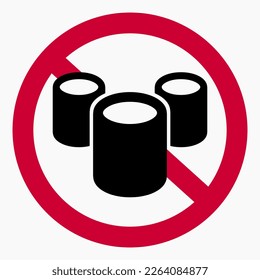 Cisterns ban icon. Do not use barrels. Oil refinery ban illustration. Vector icon.