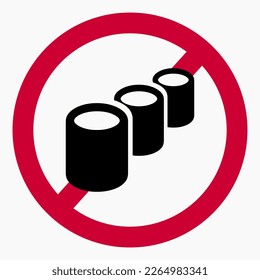 Cisterns ban icon. Do not use barrels. Oil refinery ban illustration. Vector icon.