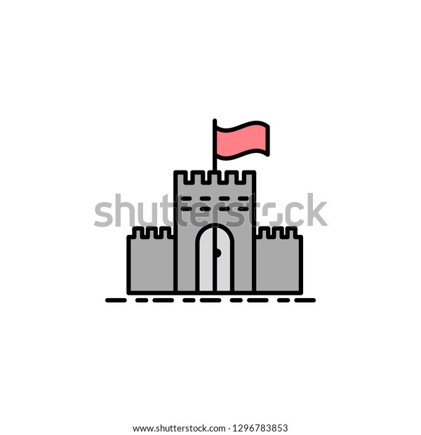 citadel, fort, rampart, flag\
icon. Element of history color icon for mobile concept and web\
apps. Color citadel, fort, rampart, flag icon can be used for web\
and mobile