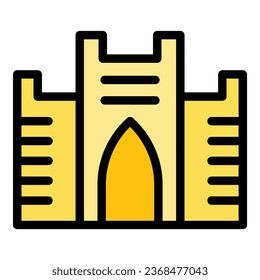 Citadel icon outline vector. City skyline. Poland krakow color flat