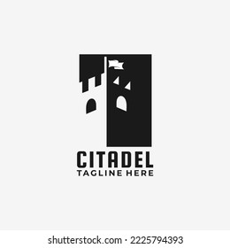 Citadel, stronghold, castle vector illustration logo design template