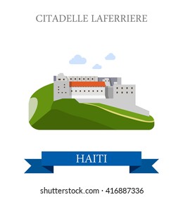 Citadelle Laferriere in Haiti. Flat cartoon style historic sight showplace attraction web site vector illustration. World countries cities vacation travel sightseeing Central America collection.