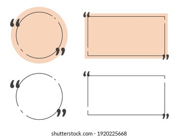 Cita mensajes de comillas vectores conjunto de plantillas vacías en blanco, comillas redondas y cuadradas comentarios colección de marcos de texto vector, cuadro retro para copiar espacio cartel de banner