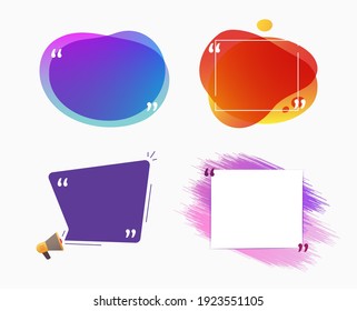 Citation quotes bubbles text frames copy space collection in grunge, abstract fluid and flat style design templates empty blank vector