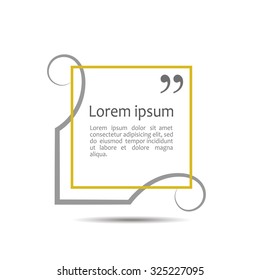 Citation text box. Frame for decoration quote and other information. Quote blank template. Quote bubble. Empty template. Business card template, paper sheet, information, text