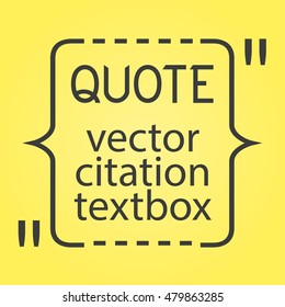 Citation text box. Frame for decoration quote and other information. Quote blank template. Quote bubble. Empty template. Business card template, paper sheet, information, text Print design