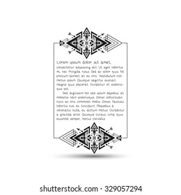 Citation text box, tribal style frame with place for your text. Vector illustration.