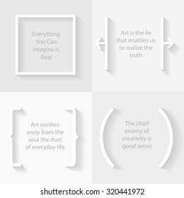 Citations, word and brackets on white background. Motivation and training