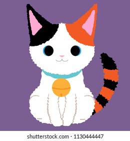 Cite black white ginger cat smiling vector illustration