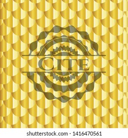 Cite gold emblem. Scales pattern. Vector Illustration. Detailed.