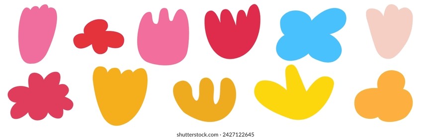 Cite simple flowers. Vector graphic design. Flat illustrations on white background.