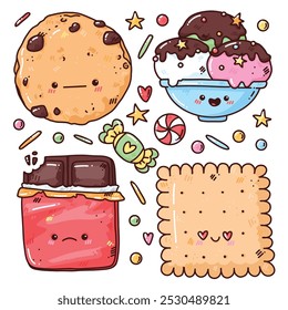 cite vector set with sweet cartoon elements