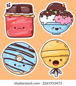 cite vector set with sweet cartoon elements