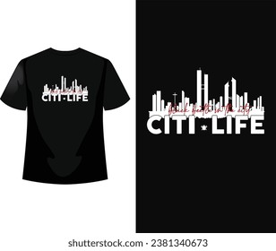 Citi life skyscraper illustration t shirt design - Shutterstock ID 2381340673