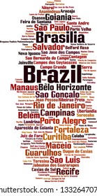 Cities in Brazil word cloud concept. Vector illustration